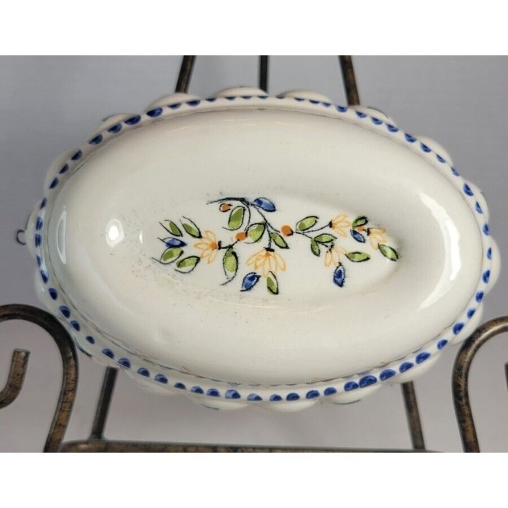 Vintage Secla Floral Handpainted Ceramic Mold Decor Wall Hanging Portugal
